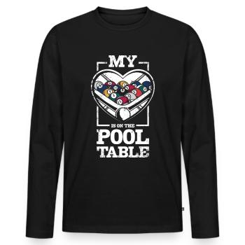 Mein Herz schlägt auf dem Billardtisch - Männer Premium Bio Langarmshirt - Schwarz - Vorne - Nico (187cm)