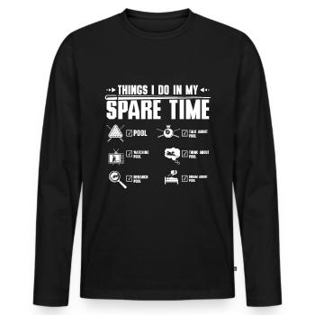 Ce que je fais pendant mon temps libre Billard - T-shirt manches longues Premium bio Homme - noir - Devant - Nico (187cm)