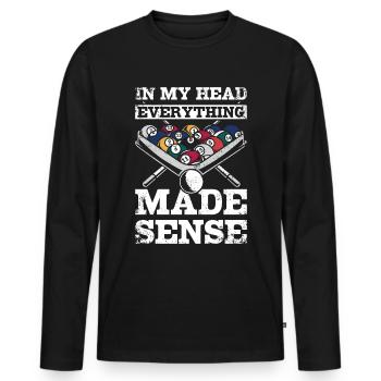 Tout avait un sens dans ma tête Billard - T-shirt manches longues Premium bio Homme - noir - Devant - Nico (187cm)