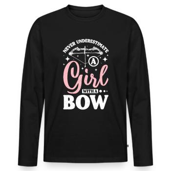 Never underestimate a girl with a bow - Men's Premium Organic Long Sleeve Shirt - black - Front - Nico (187cm)