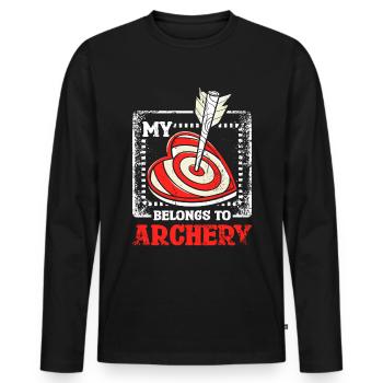 My heart belongs to archery - Men's Premium Organic Long Sleeve Shirt - black - Front - Nico (187cm)