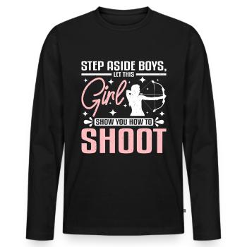 Let this girl show you how to archery - Men's Premium Organic Long Sleeve Shirt - black - Front - Nico (187cm)