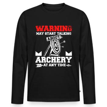 Commencez à parler de tir à l’arc à tout moment - T-shirt manches longues Premium bio Homme - noir - Devant - Nico (187cm)