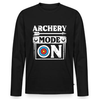 Archery mode on - Men's Premium Organic Long Sleeve Shirt - black - Front - Nico (187cm)