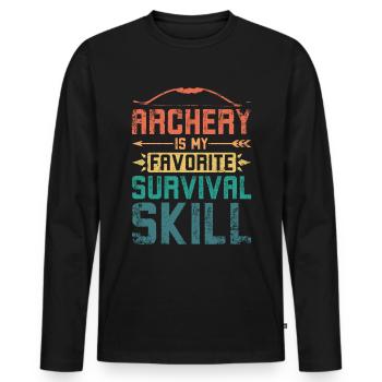 Archery is my favorite survival skill - Men's Premium Organic Long Sleeve Shirt - black - Front - Nico (187cm)