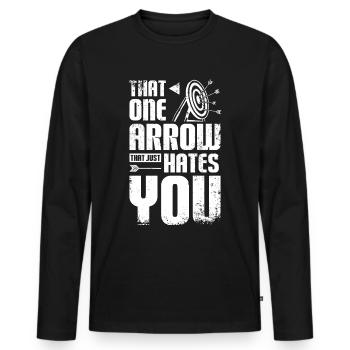 Funny Archery one arrow just hates you - Men's Premium Organic Long Sleeve Shirt - black - Front - Nico (187cm)