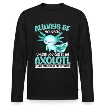 Axolotl Amphibie Lurch Salamander - Männer Premium Bio Langarmshirt - Schwarz - Vorne - Nico (187cm)