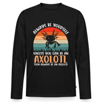 Axolotl Amphibie Lurch Salamander - Männer Premium Bio Langarmshirt - Schwarz - Vorne - Nico (187cm)
