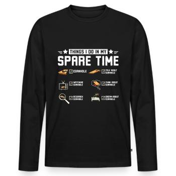 Do things in my spare time, play cornhole - Men's Premium Organic Long Sleeve Shirt - black - Front - Nico (187cm)