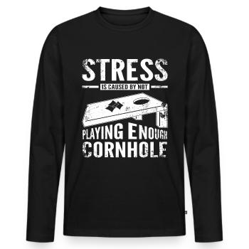 Stress is caused by not playing enough cornhole - Männer Premium Bio Langarmshirt - Schwarz - Vorne - Nico (187cm)