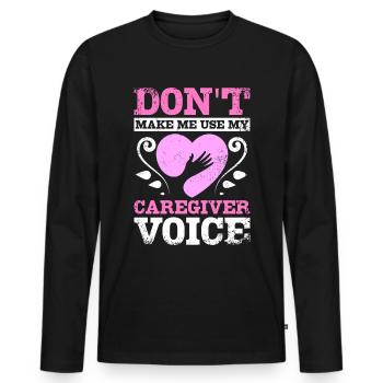 Ne me faites pas utiliser ma voix de soignant - T-shirt manches longues Premium bio Homme - noir - Devant - Nico (187cm)