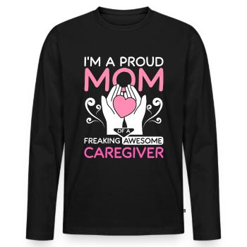 Mère d’un sacré grand soignant - T-shirt manches longues Premium bio Homme - noir - Devant - Nico (187cm)