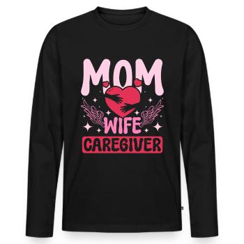 Fête des mères Mère Épouse Soignante - T-shirt manches longues Premium bio Homme - noir - Devant - Nico (187cm)