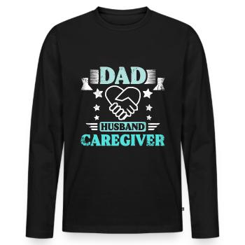 Fête des pères Papa Mari Soignant - T-shirt manches longues Premium bio Homme - noir - Devant - Nico (187cm)