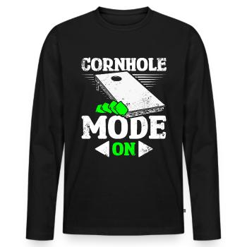 Mode Cornhole activé - T-shirt manches longues Premium bio Homme - noir - Devant - Nico (187cm)