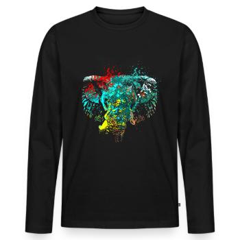 Splash Art Elefanten kopf - Männer Premium Bio Langarmshirt - Schwarz - Vorne - Nico (187cm)