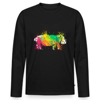 Splash Art Flusspferd Nilpferd Hippo - Männer Premium Bio Langarmshirt - Schwarz - Vorne - Nico (187cm)