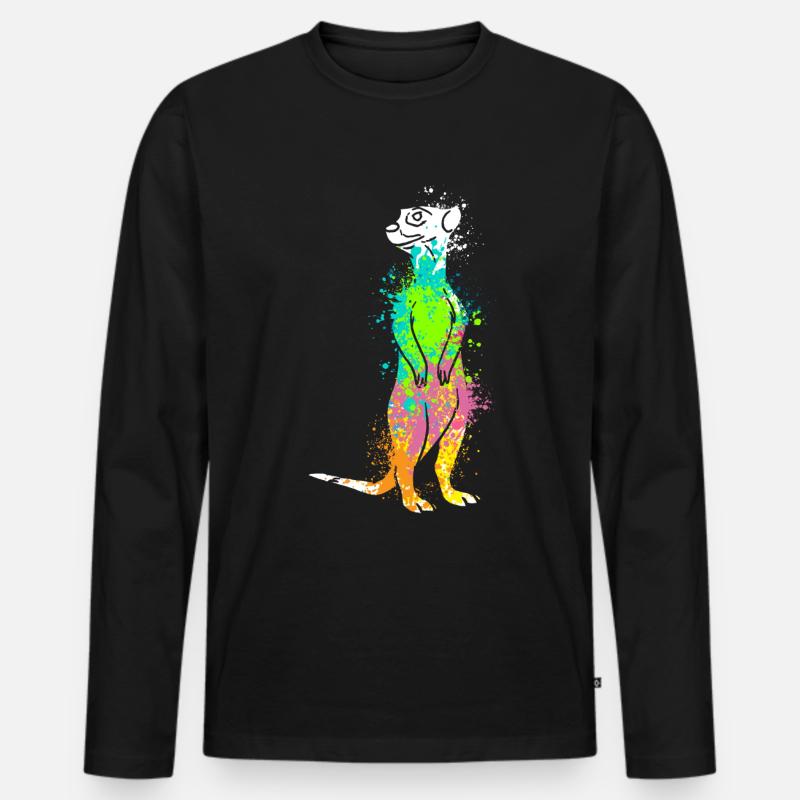 Splash Art Surikate Erdmännchen - Männer Premium Bio Langarmshirt - Schwarz