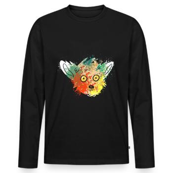 Splash Art Ringtail Maki Madagascar lémuriens - T-shirt manches longues Premium bio Homme - noir - Devant - Nico (187cm)