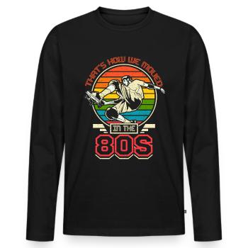 Wie wir in die 80er bewegt haben, Skateboarding - Männer Premium Bio Langarmshirt - Schwarz - Vorne - Nico (187cm)