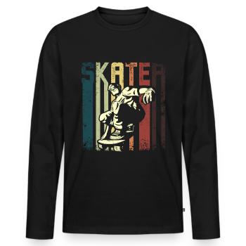 Retro Vintage Skateboarding - Männer Premium Bio Langarmshirt - Schwarz - Vorne - Nico (187cm)