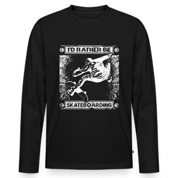 Ich würde lieber Skateboard fahren - Männer Premium Bio Langarmshirt - Schwarz - Vorne - Nico (187cm)