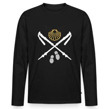 Camino de Santiago Camino de Santiago Pèlerins - T-shirt manches longues Premium bio Homme - noir - Devant - Nico (187cm)