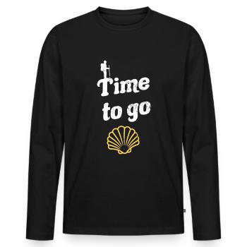 Camino de Santiago Camino de Santiago Pèlerins - T-shirt manches longues Premium bio Homme - noir - Devant - Nico (187cm)