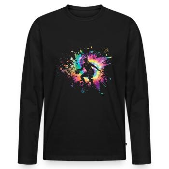 Tie dye Basketball Filles - T-shirt manches longues Premium bio Homme - noir - Devant - Nico (187cm)