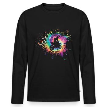 Tie dye Motocross Dirt Bike - Männer Premium Bio Langarmshirt - Schwarz - Vorne - Nico (187cm)