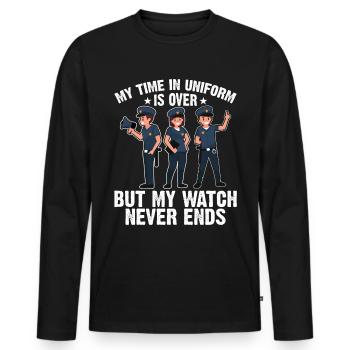 Mon temps en uniforme est terminé policier - T-shirt manches longues Premium bio Homme - noir - Devant - Nico (187cm)