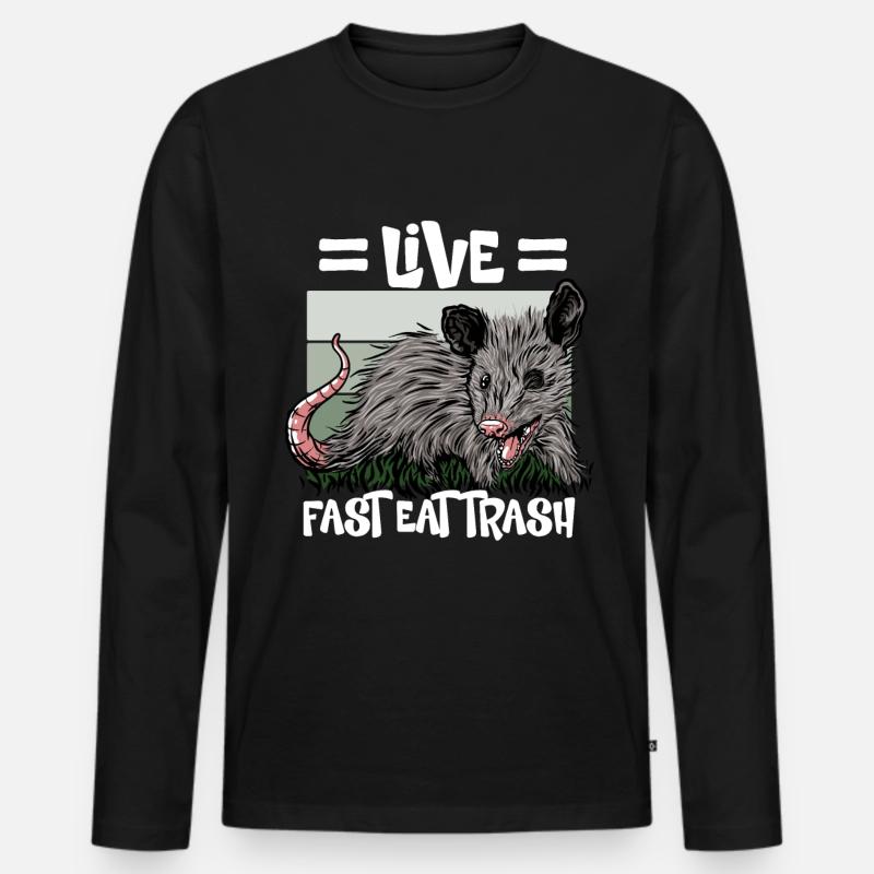 Opossum Trash Opossum Retro - Männer Premium Bio Langarmshirt - Schwarz