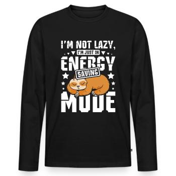 Mode économie d’énergie Paresseux endormi - T-shirt manches longues Premium bio Homme - noir - Devant - Nico (187cm)