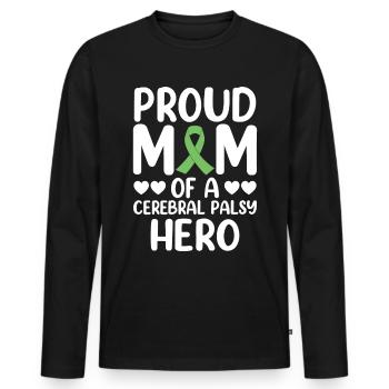 Proud mother of cerebral palsy Hero CP - Men's Premium Organic Long Sleeve Shirt - black - Front - Nico (187cm)