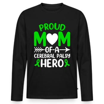 Proud mother of cerebral palsy Hero CP - Men's Premium Organic Long Sleeve Shirt - black - Front - Nico (187cm)