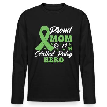 Proud mother of cerebral palsy Hero CP - Men's Premium Organic Long Sleeve Shirt - black - Front - Nico (187cm)