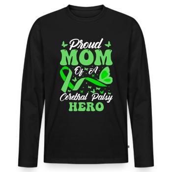 Proud mother of cerebral palsy Hero CP - Men's Premium Organic Long Sleeve Shirt - black - Front - Nico (187cm)