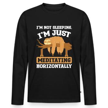Méditation du sommeil horizontalement Paresseux - T-shirt manches longues Premium bio Homme - noir - Devant - Nico (187cm)