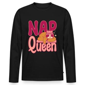 Reine de la sieste paresseuse - T-shirt manches longues Premium bio Homme - noir - Devant - Nico (187cm)