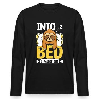 Dans mon lit, je dois aller Paresseux - T-shirt manches longues Premium bio Homme - noir - Devant - Nico (187cm)
