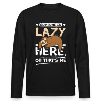 Quelqu’un est paresseux ici Paresseux - T-shirt manches longues Premium bio Homme - noir - Devant - Nico (187cm)