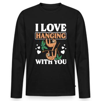 I love Hanging with you sloth couple fahlentinsday - Men's Premium Organic Long Sleeve Shirt - black - Front - Nico (187cm)