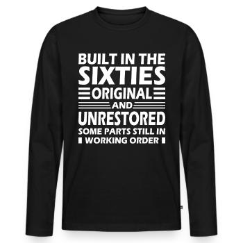 Construit sixties original 50th birthday - T-shirt manches longues Premium bio Homme - noir - Devant - Nico (187cm)