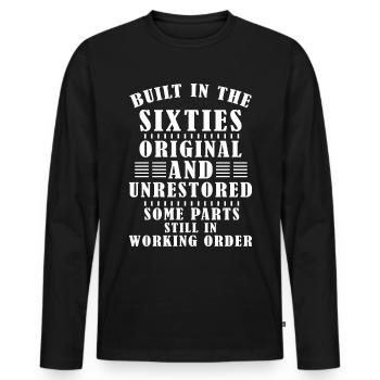 Construit sixties original 50th birthday - T-shirt manches longues Premium bio Homme - noir - Devant - Nico (187cm)