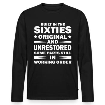 Construit sixties original 50th birthday - T-shirt manches longues Premium bio Homme - noir - Devant - Nico (187cm)