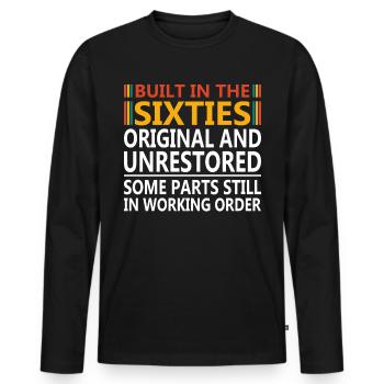 Construit sixties original 50th birthday - T-shirt manches longues Premium bio Homme - noir - Devant - Nico (187cm)