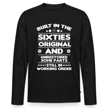 Construit sixties original 50th birthday - T-shirt manches longues Premium bio Homme - noir - Devant - Nico (187cm)