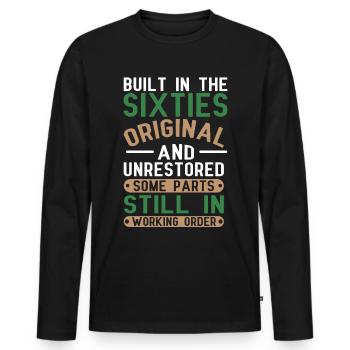 Construit sixties original 50th birthday - T-shirt manches longues Premium bio Homme - noir - Devant - Nico (187cm)