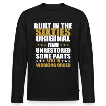Construit sixties original 50th birthday - T-shirt manches longues Premium bio Homme - noir - Devant - Nico (187cm)