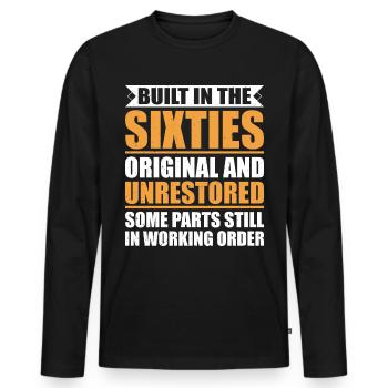 Construit sixties original 50th birthday - T-shirt manches longues Premium bio Homme - noir - Devant - Nico (187cm)